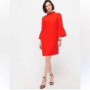 J. Crew Vibrant Red Long Sleeve Dress